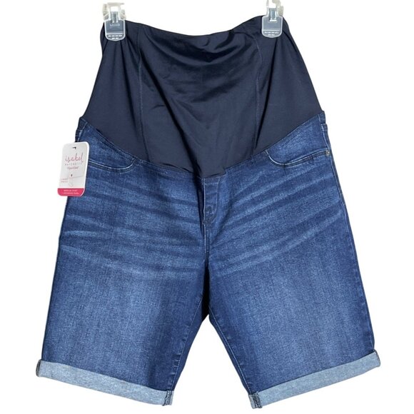NWT Isabel Maternity Shorts Bermuda Jean Dark Wash Blue Target Womens 12 - Picture 1 of 12